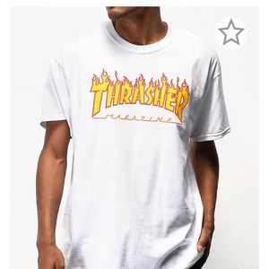thrasher flame logo white t-shirt skater